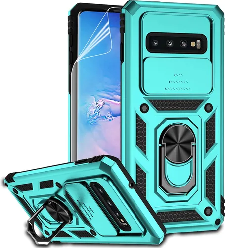 Vista 10 de Funda para Samsung Galaxy S10 con cubierta para lente de cámara, protector de pantalla HD, doble capa de grado militar, probada contra caídas