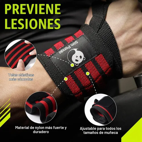 Vista 2 de Slim Panda Wrist Wraps for Powerlifting & Weightlifting - Adjustable 18" Straps with Thumb Loops Heavy Duty Wrist Support for Deadlift, Bench
