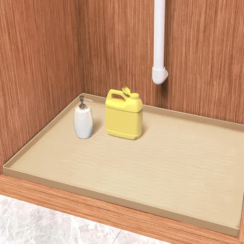 Vista 112 de URMONA - Tapete de silicona impermeable para debajo del fregadero, 16 x 10 Beige