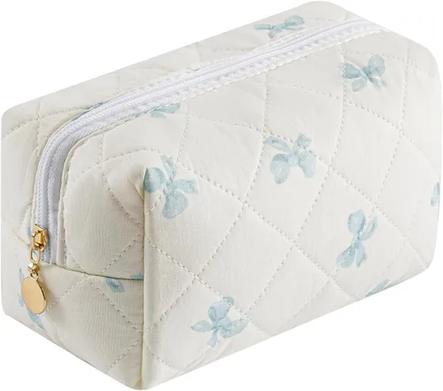 Vista 32 de Bolsa de maquillaje de viaje para mujeres y niñas, bolsa de maquillaje con cremallera, flores florales, organizador de maquillaje, bolsa de tela