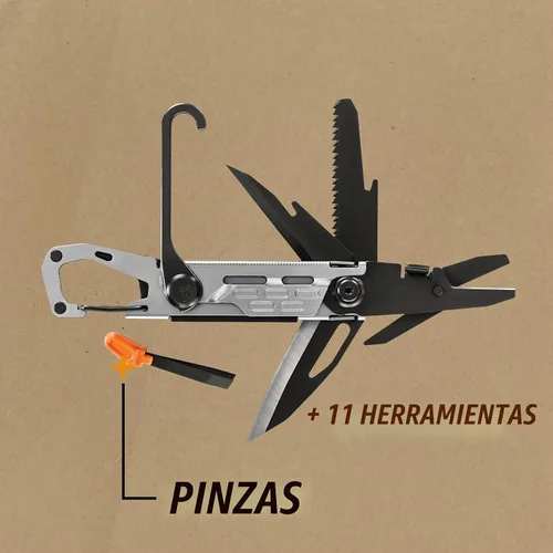 Vista 6 de Gerber Gear Stake Out Multiherramienta 11 en 1 - Hoja de borde liso de 2.2 pulgadas, extractor de estacas para tienda, transporte de mosquetón