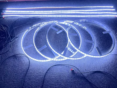 Vista 2 de Sando Tech - Anillo de rueda LED iluminado, de 17.5 pulgadas, color blanco puro, de doble cara, de doble fila, luz intermitente para llantas, IP68