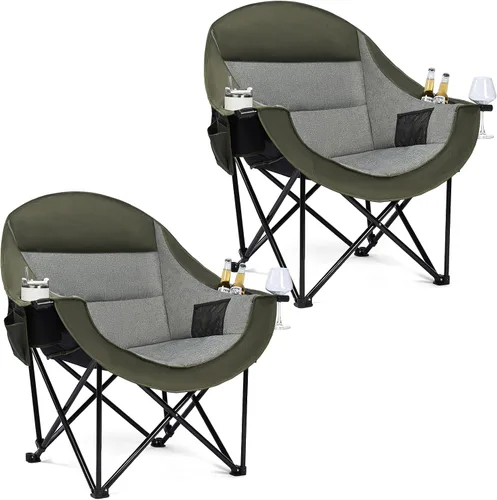 Vista 37 de Silla de camping de gran tamaño con calefacción, resistente, acolchada Negro (Allblack)