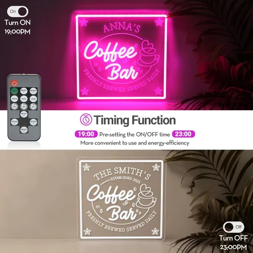 Vista 6 de Letreros de neón personalizados para decoración de pared, letreros de neón personalizados regulables para estación de café, tienda, cocina, regalo