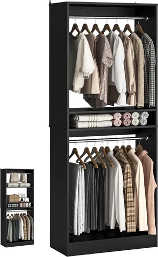 Vista 11 de Unikito - Sistema de armario independiente, armario organizador de 25" con varillas para colgar y estante, estante ajustable para ropa, torre