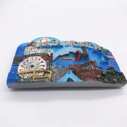 Vista 2 de Santa Monica 3D Los Angeles USA - Imán para nevera y recuerdos de viaje turísticos hechos a mano, resina artesanal, calcomanías magnéticas