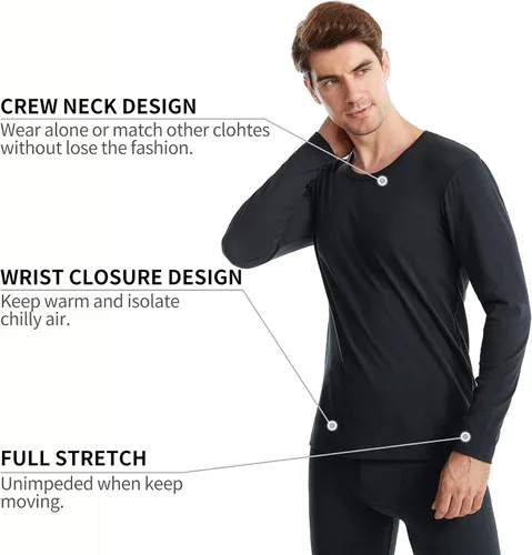 Vista 3 de Conjunto de ropa interior térmica para hombre, ropa interior larga para hombre, capa base, parte superior e inferior, ultra suave, regalos