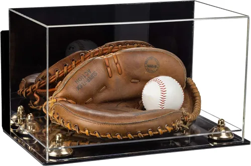 Vista 75 de Better Display Cases Vitrina de guantes de béisbol de acrílico transparente con elevadores negros (A011/V16)