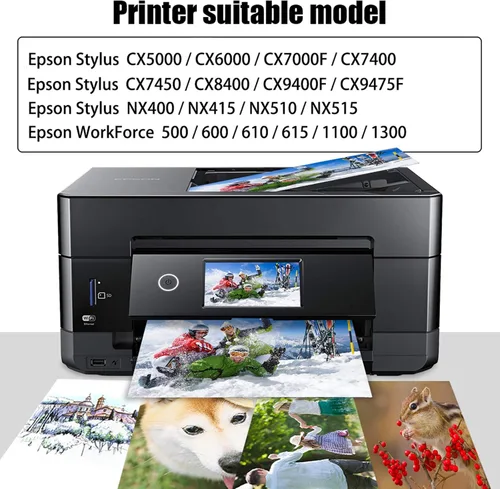 Vista 2 de NoahArk Paquete de 5 cartuchos de tinta remanufacturados T069 de repuesto para Epson 69 de alto rendimiento para Stylus C120 CX5000 CX6000 CX8400
