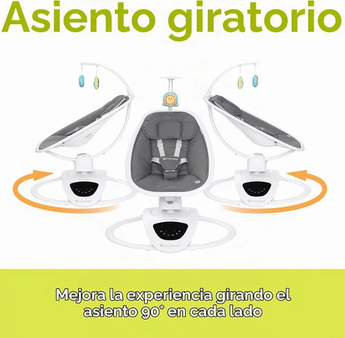 Vista 4 de Baby Trend NuMotion Infinity Swing - 5 modos de movimiento, control de pantalla táctil, control remoto, multiposición reclinable, juguetes colgantes
