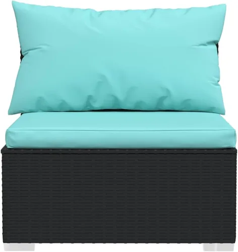 Vista 4 de 3-Piece Modular PE Rattan Sofa Set, Black 3-Seater Patio Couch