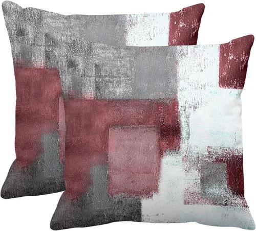 Vista 13 de Emvency Juego de 2 fundas de almohada modernas con pintura abstracta negra, blanca y gris, fundas de almohada decorativas para sofá, decoración