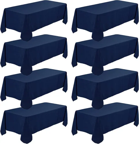 Vista 9 de Fivenl - Juego de 8 manteles negros de 60 x 84 pulgadas, manteles de mesa rectangular de 4 pies al por mayor, fundas de mesa de poliéster lavable
