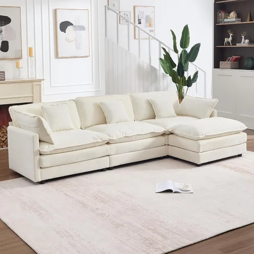 Vista 11 de KIVENJAJA Sofá modular en forma de L de 76.7 pulgadas de ancho para espacios pequeños, sofá biplaza modular de 2 plazas con diván otomano y asiento