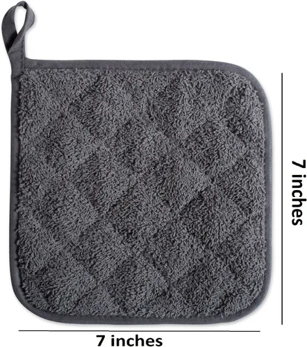 Vista 64 de DII - Agarradera acolchada, 100% algodón, colección Terry básica, color gris, ovalada, 2 piezas