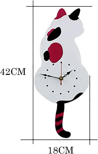 Vista 2 de Topkey Reloj de pared creativo de acrílico con péndulo de cola oscilante para sala de estar, dormitorio, cocina, decoración del hogar, batería
