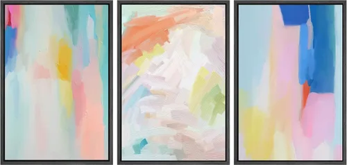 Vista 47 de SIGNWIN Lienzo enmarcado para pared, juego de arte abstracto de serenidad costera, ilustraciones abstractas junto al mar, arte moderno, decorativo