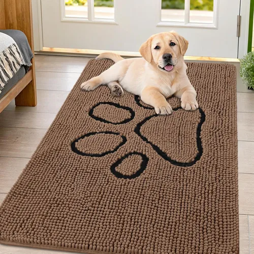 Vista 214 de Smiry Tapete para puerta de perro para patas fangosas, absorbente y Gris y negro