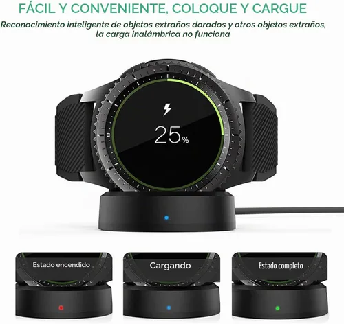 Vista 4 de Cargador de reloj para Samsung Gear S2, base de carga con cable de carga micro USB, para Smausng Gear S3 S2 Classic, S3 Frontier, S4 Smart Watch