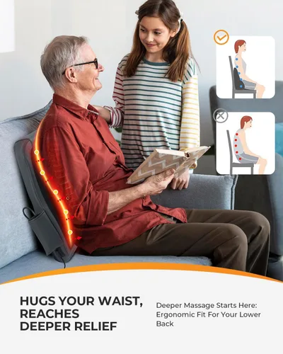 Vista 5 de CooCoCo Masajeador Shiatsu de Espalda con Calor, Elegible para FSA, Masajeador de Espalda Baja para Alivio del Dolor de Tejido Profundo, Masaje