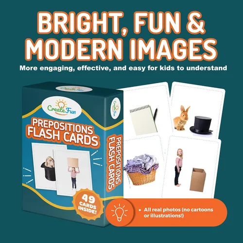 Vista 5 de 49 tarjetas flash de constructor de vocabulario de preposición Vol 1 incluye 7 preposiciones de tarjetas de imagen con 5 juegos de aprendizaje