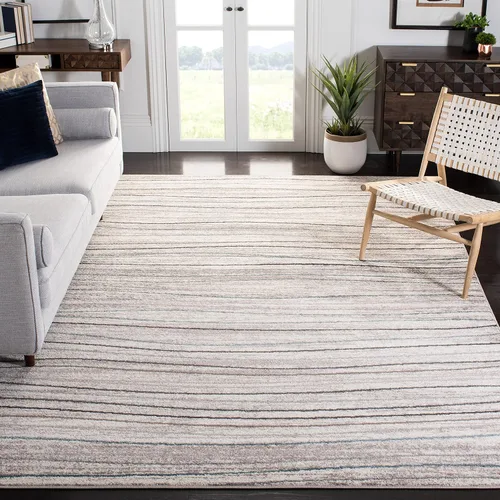 Vista 6 de SAFAVIEH Amsterdam Collection AMS111A - Alfombra para pasillo, 2 pies 3 pulgadas x 8 pies, color crema y beige, diseño moderno de ondas a rayas,