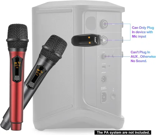 Vista 9 de Aveek Micrófono inalámbrico para karaoke, micrófono recargable de karaoke de 2.4GHz (funciona 10hs), para altavoz, máquina de karaoke, iglesia, gris