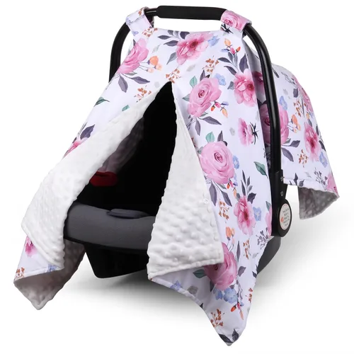 Vista 9 de Funda para Asiento de Coche Rquite para Bebé, Fundas para Asiento de Coche para Niño, Funda para Asiento de Coche de Invierno de Minky, Dosel