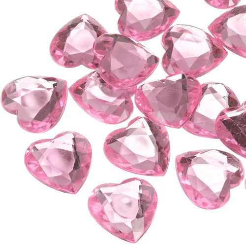 Vista 34 de MECCANIXITY 20 piezas de diamantes de imitación acrílicos de corazón de 0.787 pulgadas (0.787 in) con parte trasera plana, gemas de plástico