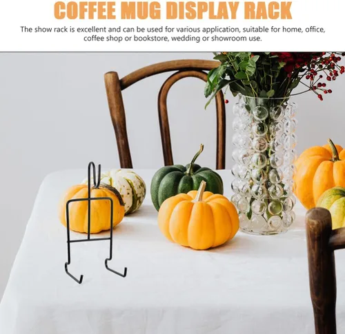 Vista 2 de UPKOCH Soporte de exhibición dorado para taza de té y platillo, soporte para taza de té, organizador de taza de café de metal para tetera, soporte