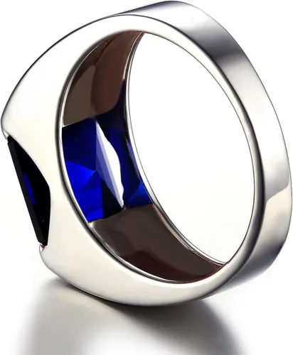 Vista 4 de JewelryPalace Men's Square 2-3ct Natural Smoky Quartz Created Ruby Alexandrite Sapphire Simulated Emerald Engagement Ring, 14K White Gold Plated 925