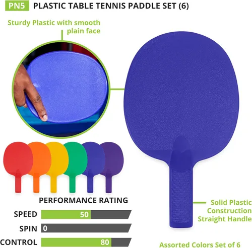 Vista 4 de Champion Sports PN5 - Raqueta de tenis de mesa de plástico, surtido