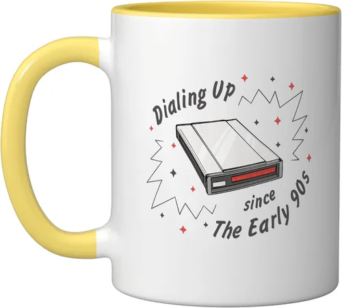 Vista 13 de 90s Nostalgia Retro 90s Dial Up Internet Vintage Ceramic Mug, Black/White, 11oz
