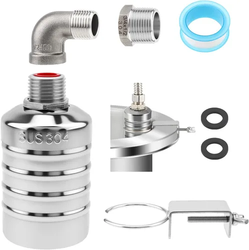 Vista 9 de Paquete de 2 válvulas de flotador, válvula automática de control de nivel de agua con adaptador de 1/2 pulgada a 3/4 pulgadas 1 pulgada para tanque