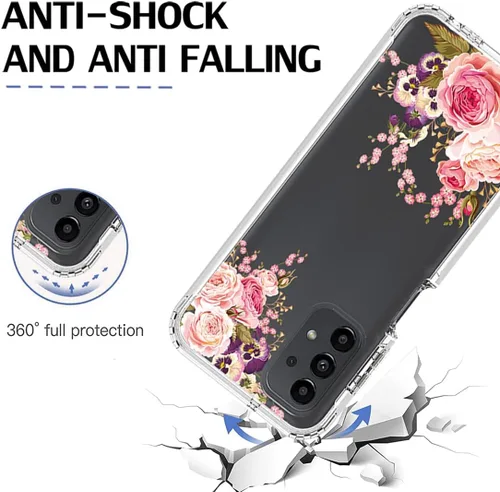 Vista 10 de Funda para Galaxy A13 4G/A13 LTE 4G SM-A135F con protector de pantalla de vidrio templado, cuerpo completo, diseño floral, a prueba de golpes, funda