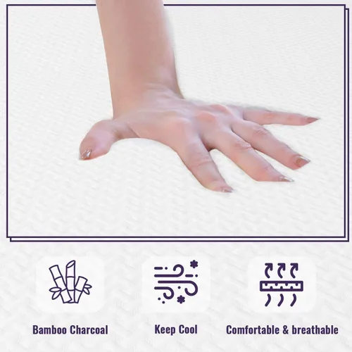 Vista 7 de PayLessHere Colchón de espuma viscoelástica de 5 pulgadas, colchón con infusión de carbón de bambú de gel de enfriamiento, colchones de firmeza