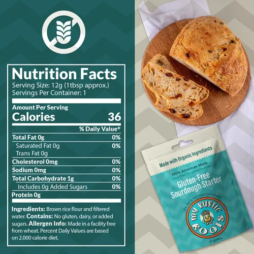 Vista 2 de MY RUSTIC ROOTS Cultivo básico de masa madre sin gluten, iniciador de pan de masa madre natural y orgánico, apto para principiantes, perfecto