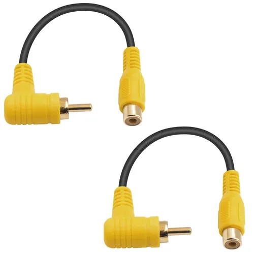 Vista 10 de Duttek Cable RCA de ángulo recto de 5 pies/4.9 ft, estéreo de 90 grados macho a macho con puerto chapado en oro 4K para amplificadores, cine
