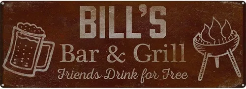 Vista 42 de Adam's Bar and Grill Friends Drink for Free, cartel de aluminio de 5.75 x 15.5 pulgadas, accesorios personalizados para bar y decoración de pared