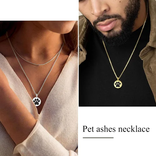 Vista 59 de FindChic Collares personalizados con urna para cenizas, barra vertical, gato, luna, reloj de arena, garra de perro, acero inoxidable, chapado en oro