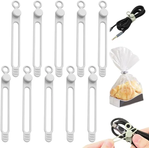 Vista 10 de Bridas de silicona para cables, organizador de cables reutilizable de datos nuevos 2026, gestión de cables de viaje para electrodomésticos, gestión