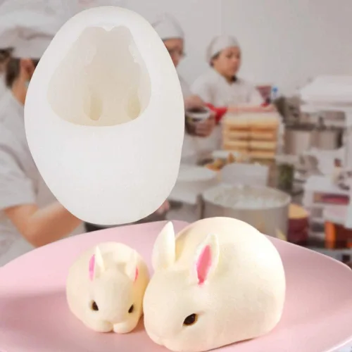 Vista 2 de Fdit 3D Bunny Jabón Silicona Conejo Arcilla Chocolate Caramelo Respetuoso del Medio Ambiente (M)