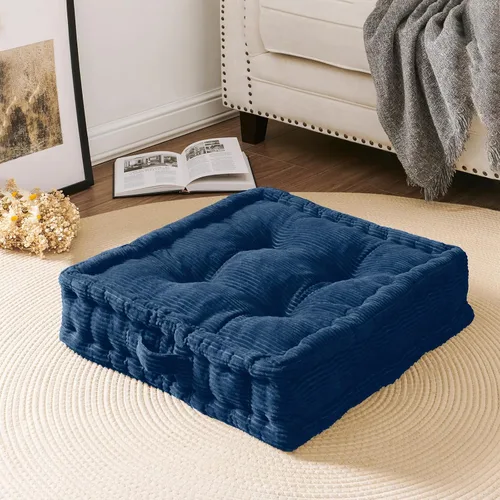 Vista 18 de Wellsin Cojines de Suelo Cuadrados Sólidos para Adultos y Niños - Cojín Grande de Suelo para Meditación y Asiento con Espuma Gruesa y Funda de Beige