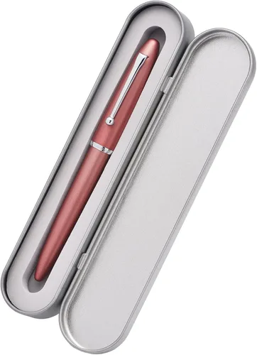 Vista 6 de Asvine Hongdian 620 Pluma estilográfica de metal rojo extra fina pluma clásica pluma oficina escritura con caja de metal