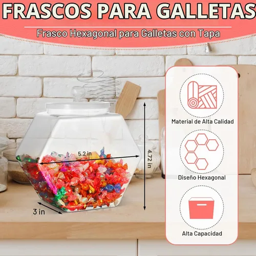 Vista 2 de EBOOT - 4 tarros de plástico de 29 onzas con tapa hexagonal para galletas