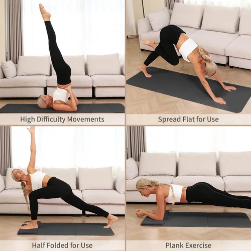 Vista 4 de PAIDU Esterilla de yoga plegable - 10mm extra gruesa, 190 x 66 cm, antideslizante, esterilla de ejercicio y fitness Certificada eco SGS, portátil