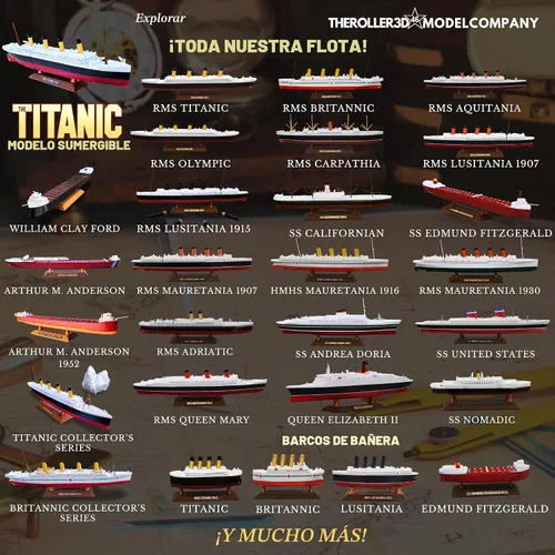 Vista 3 de THEROLLER3D RMS Titanic Model Ship 1 pie de largo montado, históricamente preciso, réplicas Titanic