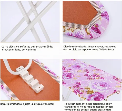 Vista 6 de cdar Tabla de planchar plegable mejorada 2024, buena altura de carga ajustable, tabla de planchar de madera y hierro, borde liso, tabla de planchar
