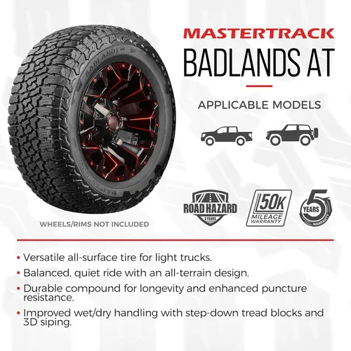 Vista 2 de Juego de 2 (DOS) Mastertrack BADLANDS AT Neumáticos todoterreno 31X10.50R15 LT 109S 6 capas C para SUV y camión ligero + Garantía de 3 años incluida