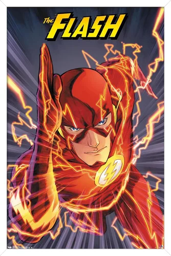 Vista 13 de Trends International DC Comics The Flash - Póster de pared de velocidad, 22.4 pulgadas de largo x 14.7 pulgadas, versión enmarcada de madera